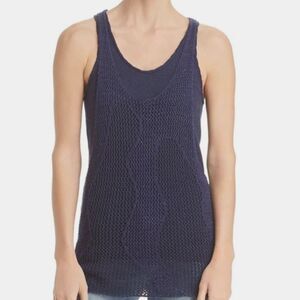 NWT Donna Karan New York Textured Layered Cotton Blend Open Knit Tank Top XS